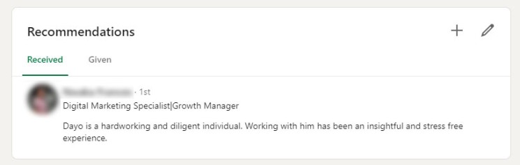 LinkedIn Recommendation Example